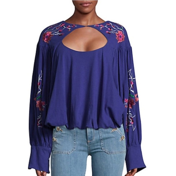 Free People Tops - NWT FREE PEOPLE "LITA" FLORAL EMBROIDERED BLOUSE